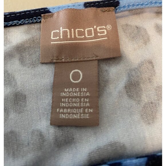 Chicos Sleeveless Dress Blue Animal Print Floral Hem Small - Picture 3 of 10